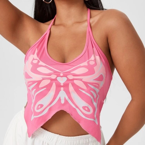 SHEIN Tops - NWOT Butterfly Halter Top